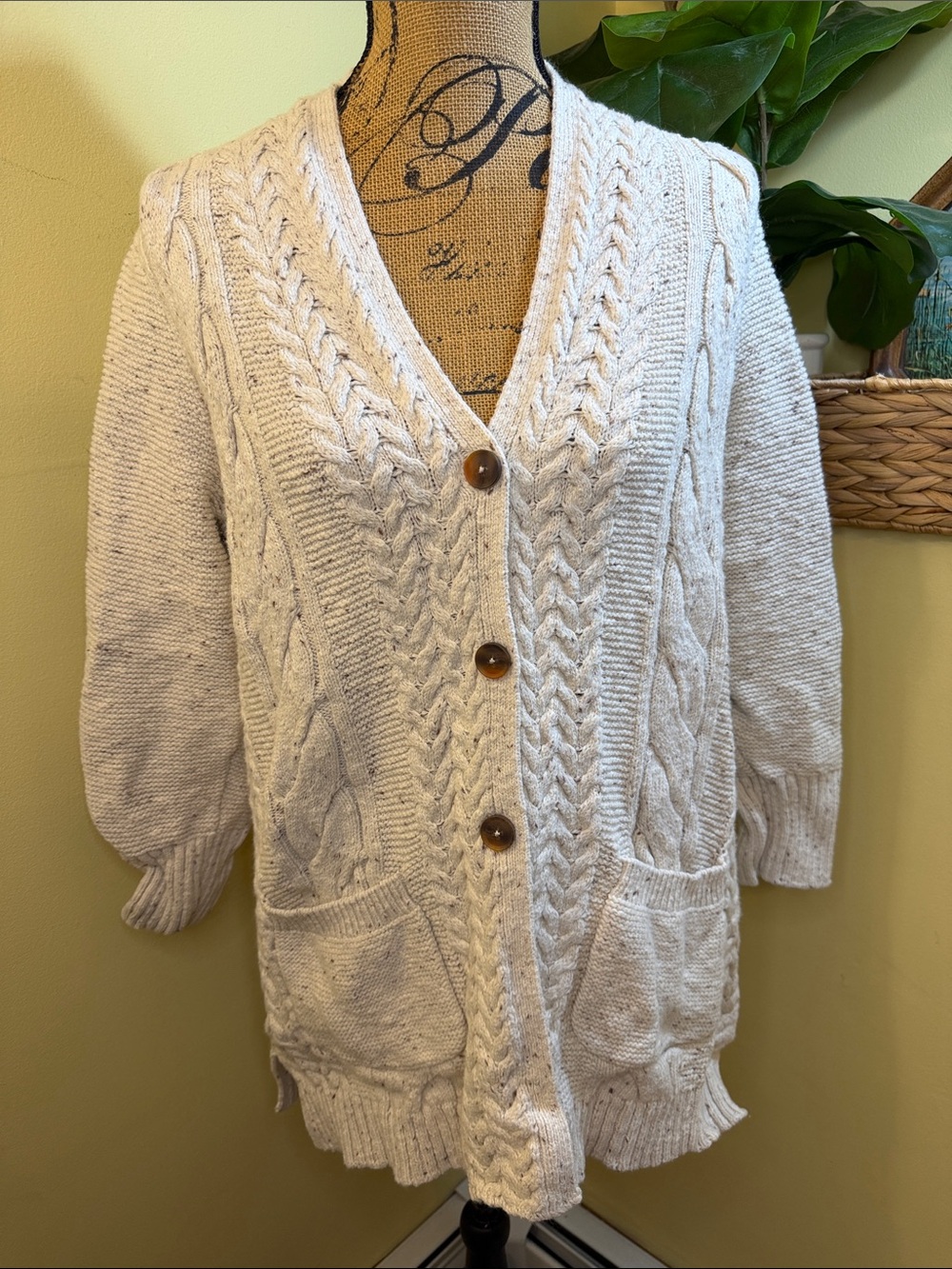 Cozy Cream Cable-Knit Button-Front Cardigan